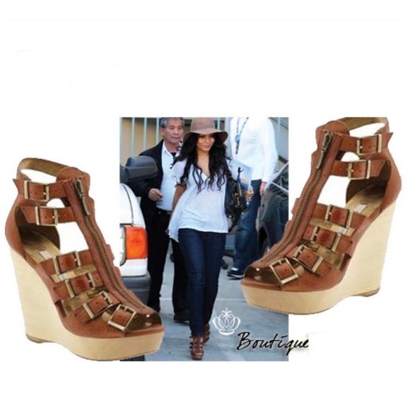 Cynthia Vincent Pacey Gladiator Brown Wedge Size 7.5 - Picture 16 of 16